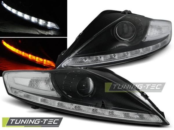Predné svetlá FORD MONDEO 07.07-11.10 -Denné svietenie Čierne LED INDICATOR