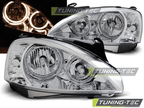 Predné svetlá OPEL CORSA C 11.00-09.06 ANGEL EYES Chróm
