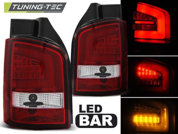 Zadné svetlá LED BAR Červené pre VW T5 04.10-15