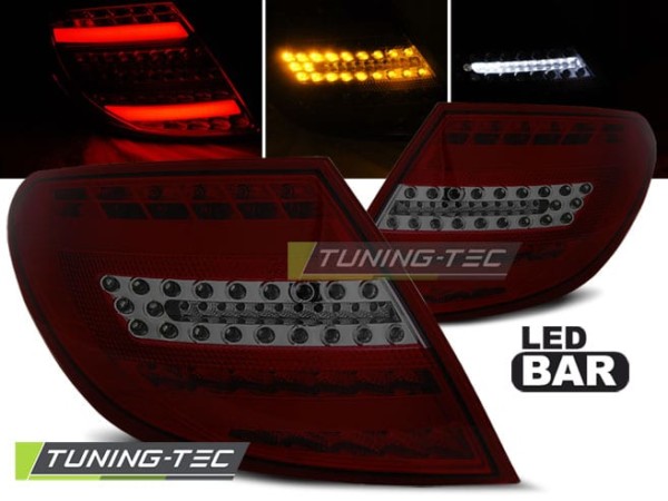 Zadné svetlá LED BAR Červené Dymové pre MERCEDES C-KLASA W204 SEDAN 07-10