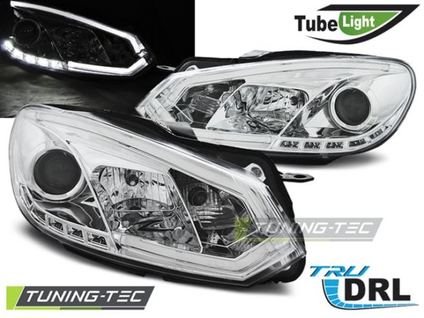 Predné svetlá TUBE LIGHT DRL Chróm pre  VW GOLF 6 10.08-12
