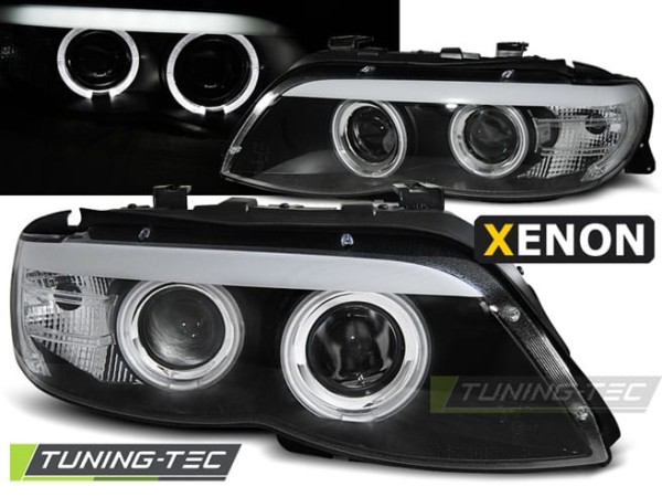 Xenonové predné svetlá ANGEL EYES Čierne pre  BMW X5 E53 11.03-06