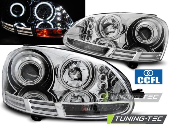 Predné svetlá ANGEL EYES CCFL Chróm pre  VW GOLF 5 10.03-09