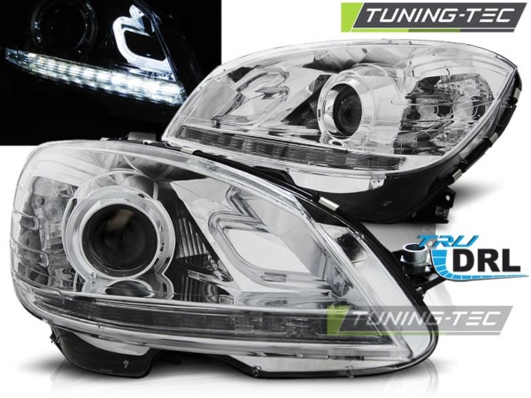 Predné svetlá TRUE DRL Chróm pre  MERCEDES W204 07-10