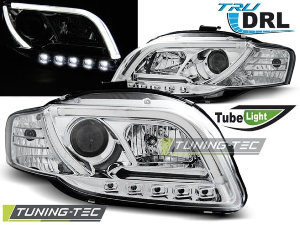 Predné svetlá TUBE LIGHT DRL Chróm pre  AUDI A4 B7 11.04-03.08