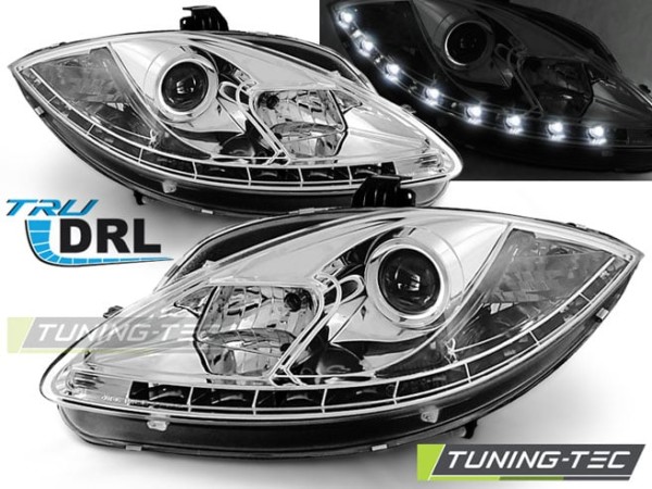 Predné svetlá TRUE DRL Chróm pre  SEAT LEON ALTEA 09-12