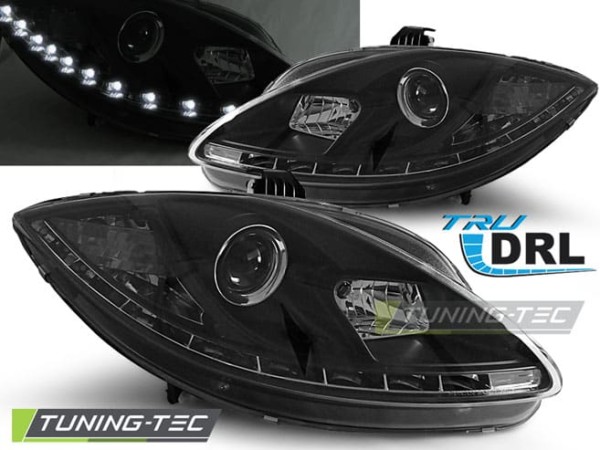 Predné svetlá TRUE DRL Čierne pre  SEAT LEON ALTEA 09-12