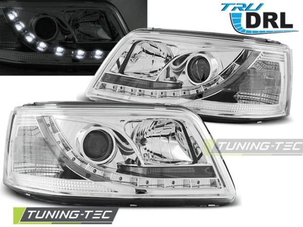 Predné svetlá TRUE DRL Chróm pre  VW T5 04.03-08.09