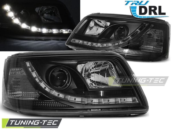Predné svetlá TRUE DRL Čierne pre  VW T5 04.03-08.09