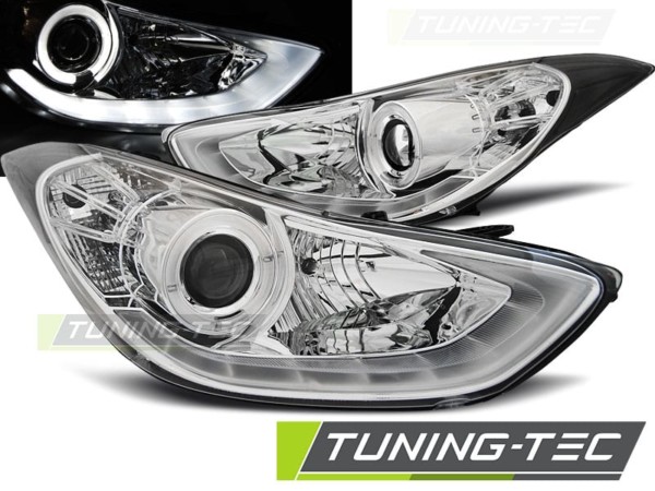 Predné svetlá HYUNDAI ELANTRA 11.10-15 Chróm -Denné svietenie LED