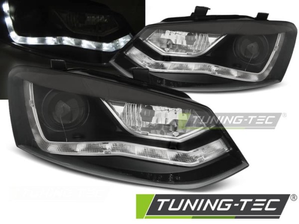 Predné svetlá -Denné svietenie Čierne pre  VW POLO 6R 09-03.14