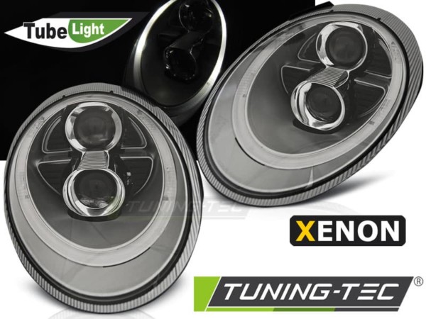 Xenonové predné svetlá TUBE LIGHT Strieborné pre  PORSCHE 911 (997) 04-09
