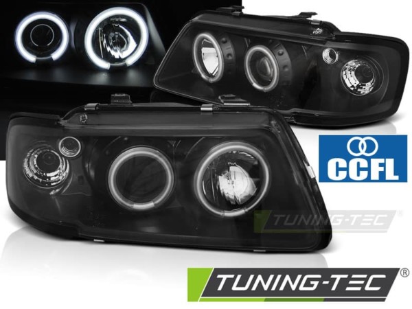 Predné svetlá ANGEL EYES CCFL Čierne pre  AUDI A3 8L 08.96-08.00