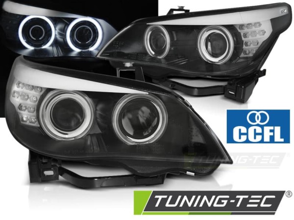 Predné svetlá ANGEL EYES CCFL Čierne LED INDICATOR pre  BMW E60/E61 03-07