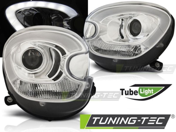 Predné svetlá TUBE LIGHT Chróm pre  BMW MINI (COOPER) R60 R61 COUNTRYMAN 10-14