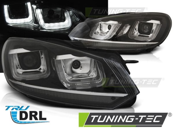 Predné svetlá U-LED LIGHT DRL Čierne Chróm LINE pre  VW GOLF 6 08-12