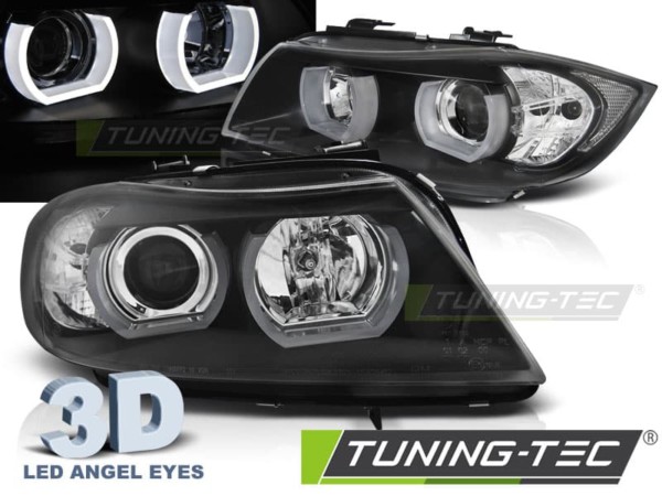 Predné svetlá U-LED LIGHT 3D Čierne pre  BMW E90/E91 03.05-08.0