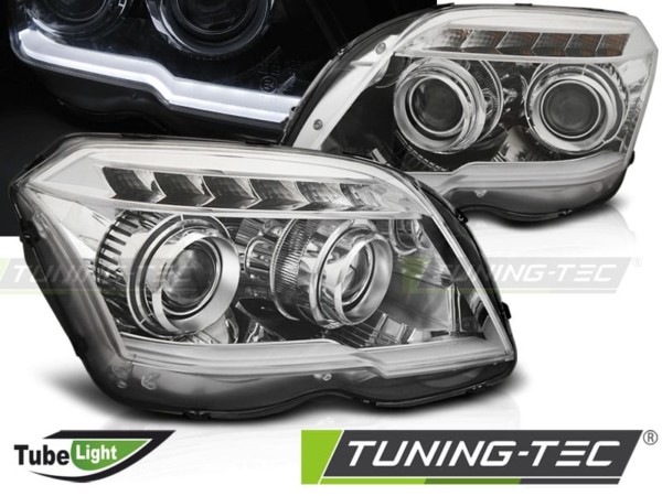Predné svetlá TUBE LIGHT Chróm pre  MERCEDES GLK X204 06.08-08.12