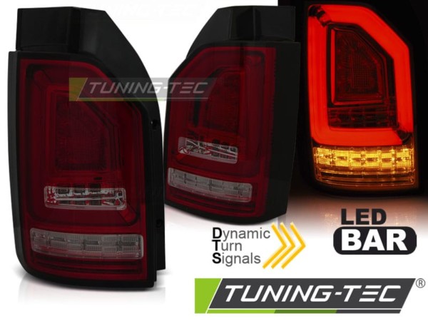 Zadné svetlá LED BAR Červené Dymové SEQ pre VW T6 15-19 OEM BULB