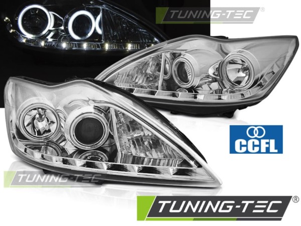 Predné svetlá FORD FOCUS II 02.08-10 ANGEL EYES CCFL Chróm