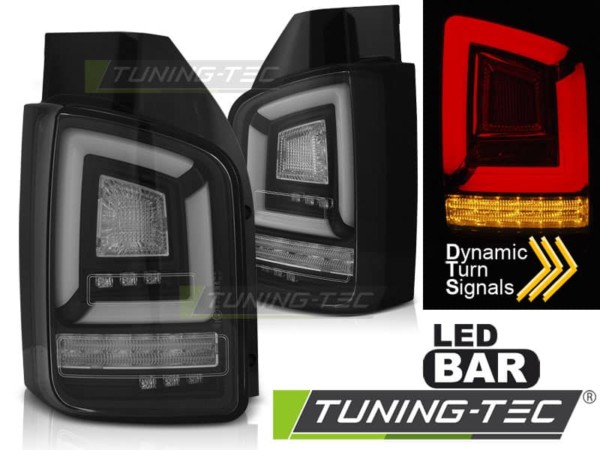 Zadné svetlá LED BAR Čierne SEQ pre VW T5 10-15