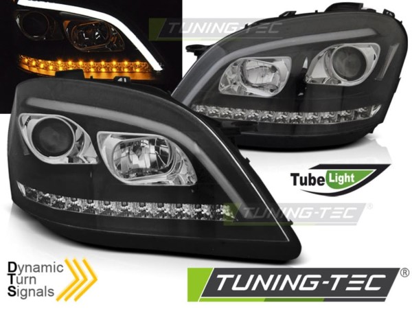 Predné svetlá TUBE LIGHT Čierne SEQ pre  MERCEDES W164 ML M-KLASA 05-07