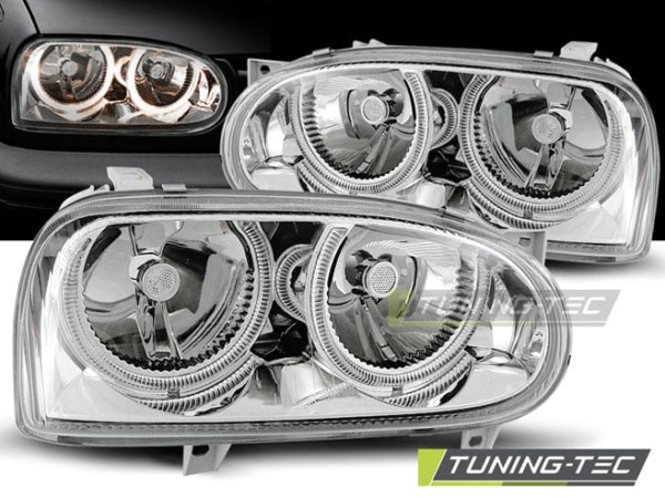 Predné svetlá ANGEL EYES Chróm pre  VW GOLF 3 09.91-08.97