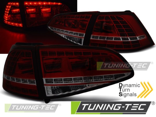Zadné svetlá LED Červené Dymové SEQ pre VW GOLF 7 13-17
