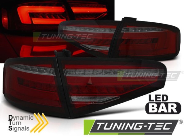 Zadné svetlá LED BAR Červené Dymové SEQ pre AUDI A4 B8 12-15 SEDAN OEM LED