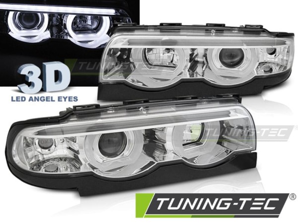 Predné svetlá ANGEL EYES LED 3D Chróm pre  BMW E38 94-01