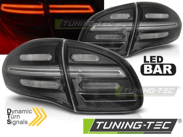 Zadné svetlá LED BAR Čierne SEQ pre PORSCHE CAYENNE 10-15