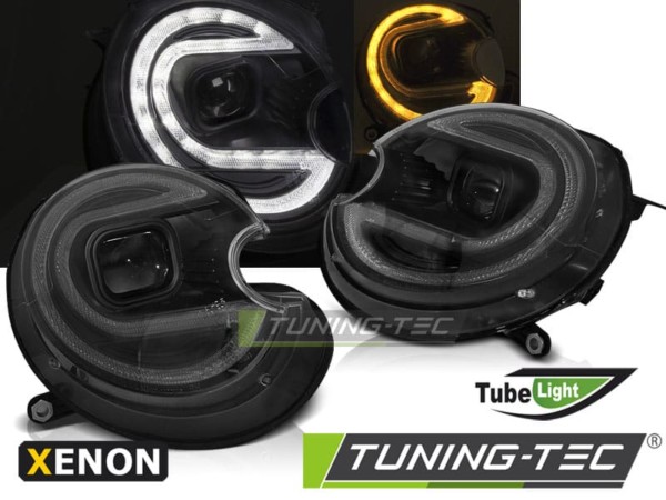 Predné svetlá TUBE LIGHT Čierne LED HID pre  BMW MINI (COOPER) 06-14