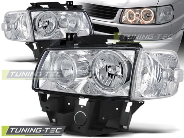 Predné svetlá ANGEL EYES Chróm pre  VW T4 08.96-03.03 BUS