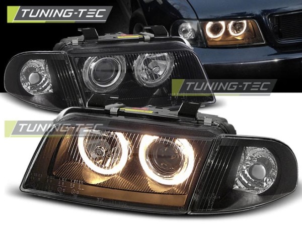 Predné svetlá ANGEL EYES Čierne pre  AUDI A4 11.94-12.98