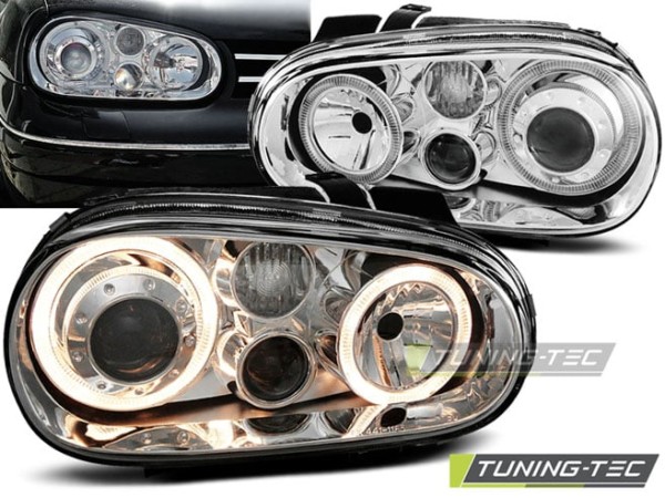 Predné svetlá ANGEL EYES Chróm pre  VW GOLF 4 09.97-09.03