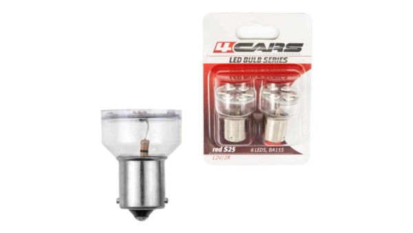 4CARS LED ŽIAROVKA 6LED 12V S25-5050SMD BA15S ČERVENÁ