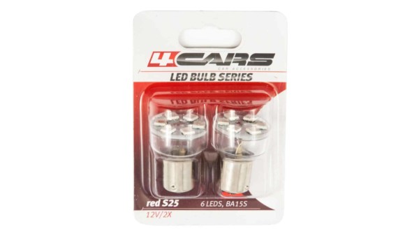 4CARS LED ŽIAROVKA 6LED 12V S25-5050SMD BA15S ČERVENÁ – Obrázok 2