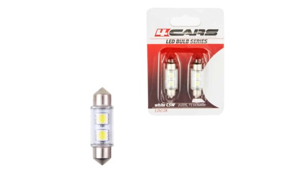 4CARS LED ŽIAROVKA 2LED 12V FESTOON SMD T11X36MM – Obrázok 2