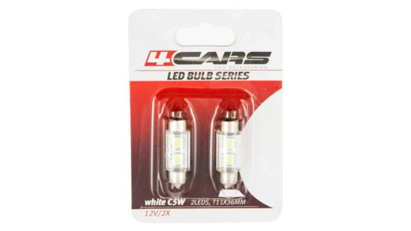 4CARS LED ŽIAROVKA 2LED 12V FESTOON SMD T11X36MM