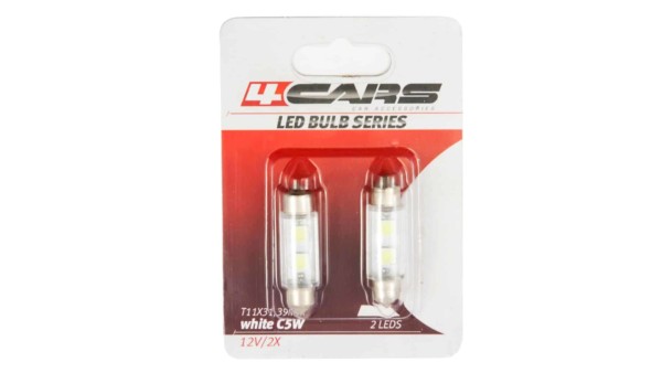 4CARS LED ŽIAROVKA 2LED 12V FESTOON SMD T11X39MM – Obrázok 3