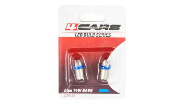 4CARS LED ŽIAROVKA 4LED 12V BA9S MODRÁ