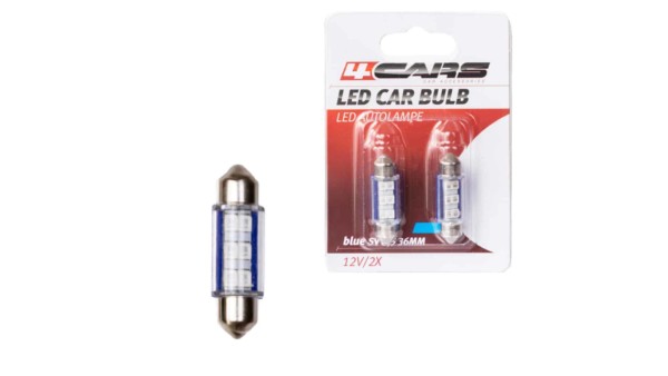 4CARS LED ŽIAROVKA 6LED 12V SV8,5 36MM MODRÁ