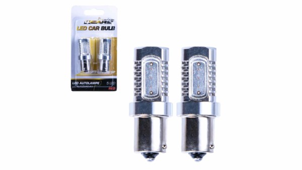 4CARS HQ sada LED žiaroviek BA15S 5*1.5W HP červená