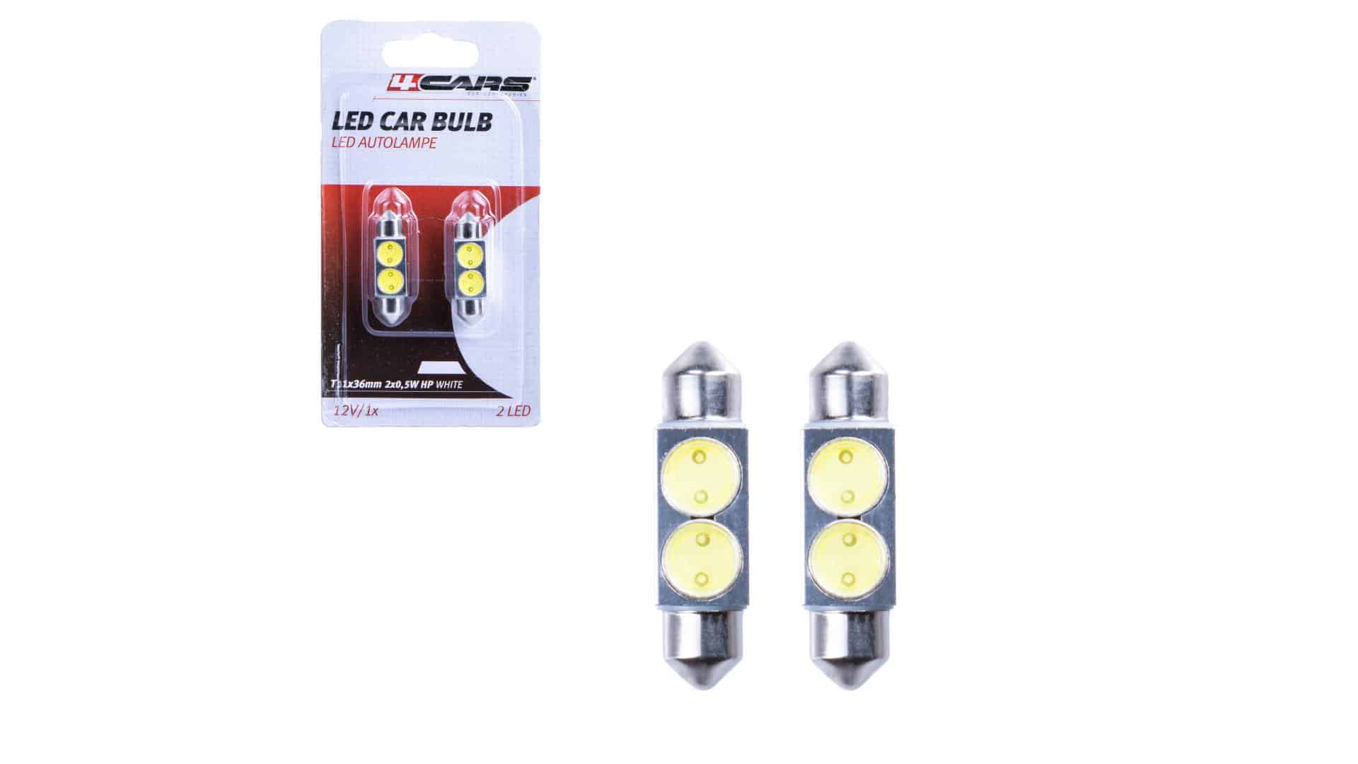 4CARS HQ sada LED žiaroviek T11X36/ 2X0.5W HP biela
