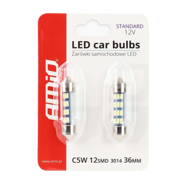 LED žiarovky STANDARD 3014 12SMD Festoon C5W C10W C3W 36mm White 12V – Obrázok 3