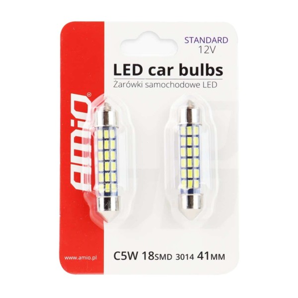 LED žiarovky STANDARD 3014 18SMD Festoon C5W C10W C3W 41mm White 12V – Obrázok 3