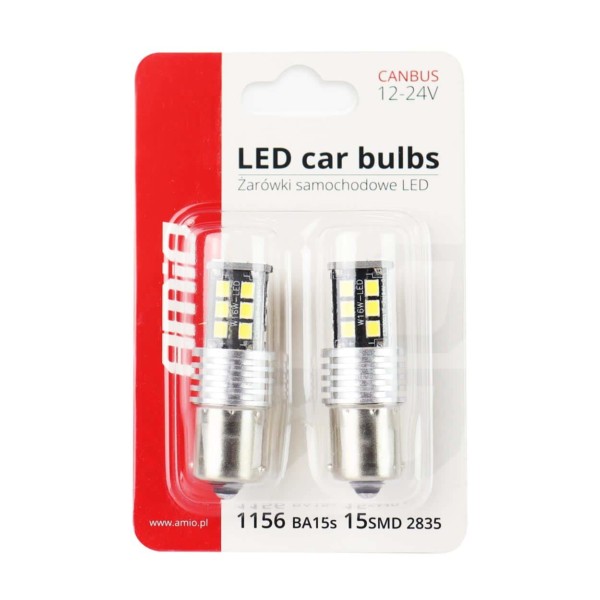 LED žiarovky CANBUS 2835 15SMD 1156 BA15S P21W R10W R5W White 12V/24V – Obrázok 3