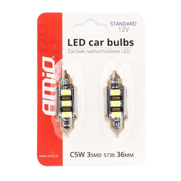 LED žiarovky STANDARD White FESTOON C5W 12V 36mm 5730 3LED – Obrázok 3