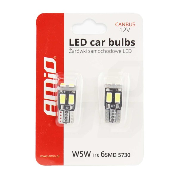 LED žiarovky CANBUS 6SMD-2 5730 T10 (W5W) White – Obrázok 3