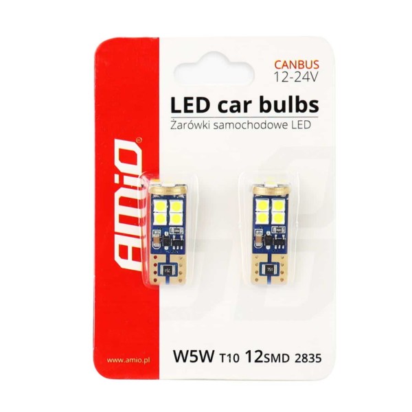 LED žiarovky CANBUS 12SMD 2835 T10e (W5W) White 12V/24V – Obrázok 3